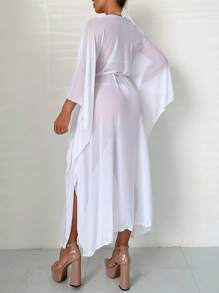 纯色系带和服夏季 - 白色 - 查看 2