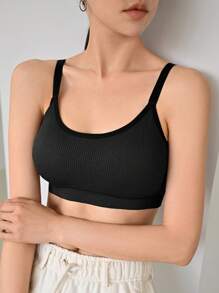 DAZY Solid Ribbed Knit Bralette