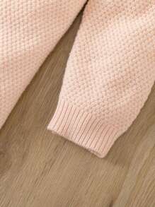 SHEIN Tween Girl Solid Ribbed Knit Duster Cardigan & Knit Top - Pink - View 4