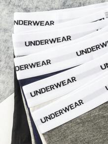 Men 5pcs Letter Graphic Contrast Tape Boxer Brief - Multicolor - View 3