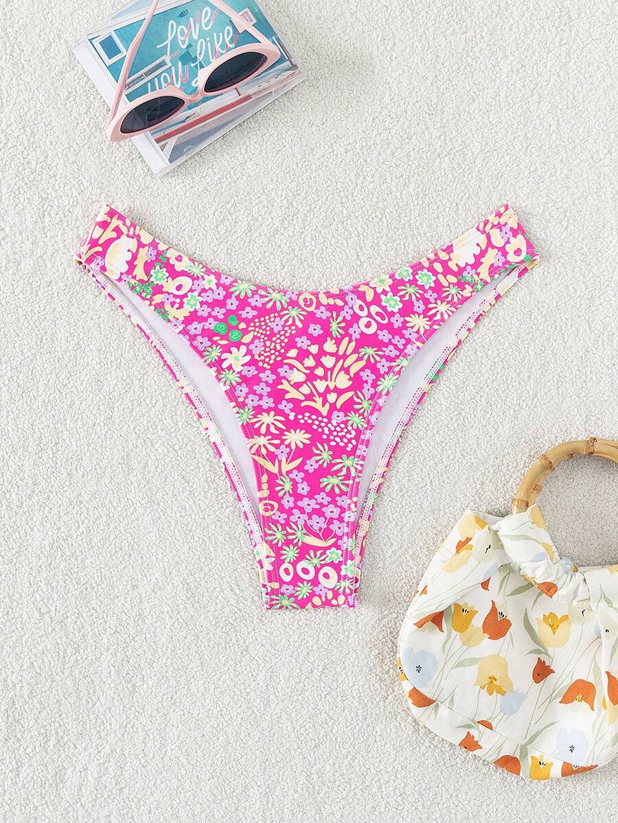SHEIN Floral Print Bikini Bottom - Multicolor - View 1
