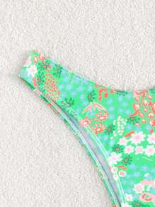 SHEIN 夏季花卉印花比基尼泳裤 - 彩色 - 查看 4