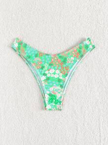 SHEIN 夏季花卉印花比基尼泳裤 - 彩色 - 查看 5