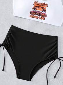 SHEIN Swim Bộ bikini dây rút in hình xe ô tô - Nhiều màu - Xem 4