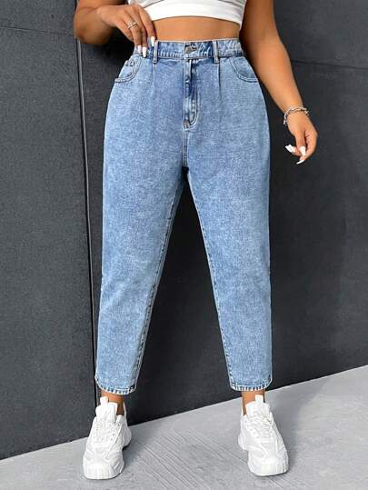 SHEIN ICON Plus Slant Pocket Jeans