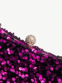 SHEIN BAE Bolso de noche para mujer con forma de caja y lentejuelas - Rosa Fucsia - Ver 6