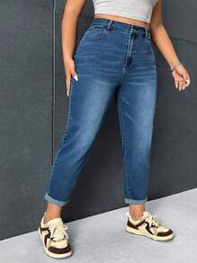 SHEIN ICON Talla grande Jeans de ajuste mom de talle alto