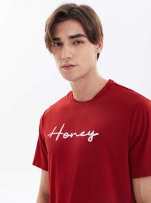 Men Letter Graphic Tee & Plaid Shorts PJ Set - Multicolor - View 5