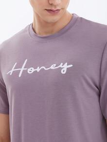 Herr Text Grafik T-Skjortor & Rutigt Shorts Pyjamasset - Multifärgad - Visa 4