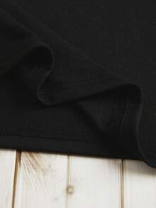 SHEIN LUNE Slogan Graphic Tee - Black - View 3