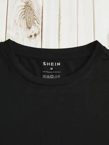 SHEIN LUNE Slogan Graphic Tee - Black - View 5