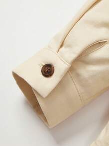 Cozy Pixies Áo sơ mi trễ vai in chữ phong cách đường phố cho bé trai - Màu be - Xem 5