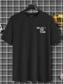 Manfinity Dauomo Men Slogan Graphic Tee - Black - View 2