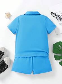Chàng trai trẻ Khối màu Áo polo & Quần short - Màu xanh lam - Xem 2
