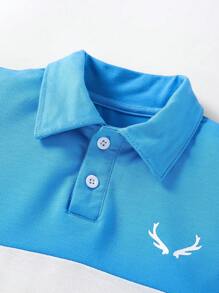 Chàng trai trẻ Khối màu Áo polo & Quần short - Màu xanh lam - Xem 3