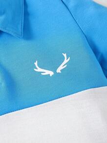 Chàng trai trẻ Khối màu Áo polo & Quần short - Màu xanh lam - Xem 4