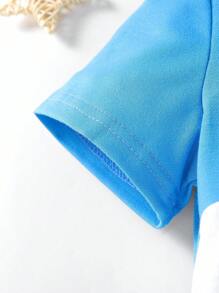 Chàng trai trẻ Khối màu Áo polo & Quần short - Màu xanh lam - Xem 5