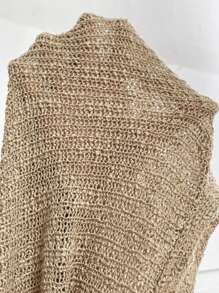 SHEIN LUNE Surplice Neck Knot Side Wrap Jumper - Khaki - View 7