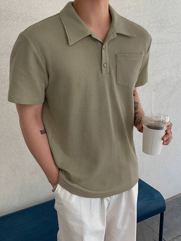 DAZY Men Solid Pocket Patched Polo Shirt