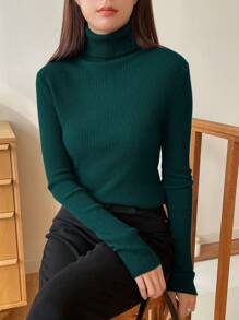 DAZY Women's New Autumn Business Casual Knitted Pullover,Long Sleeve Tops,Fall Women Clothes Turtleneck Women Women Sweater - Green - View 5