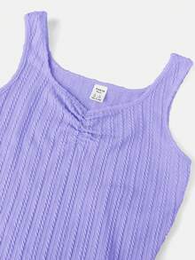 SHEIN Teen Girl Solid Tank Top - Violet Purple - View 5