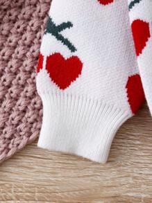 Baby Girl Cherry Pattern Knit Bodysuit & Cardigan - White - View 4
