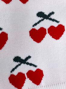 Baby Girl Cherry Pattern Knit Bodysuit & Cardigan - White - View 5