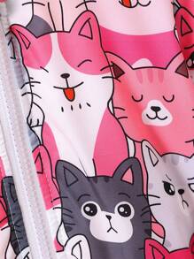 Baby Girl 1pc Cartoon Print Hooded Jacket - Multicolor - View 5