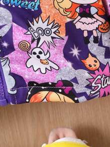 Baby Girl Cartoon Graphic Zip Up Hooded Coat Without Tee - Multicolor - View 6