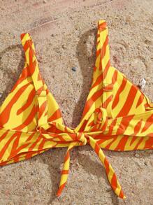 SHEIN 斑馬紋高腰比基尼套裝 - 黃色 - 查看 5