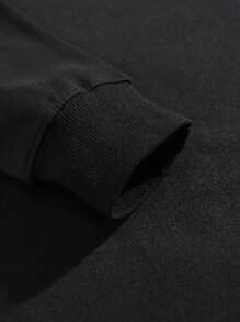 ROMWE MEN Guys Letter & Skull Print Pullover - Black - View 4