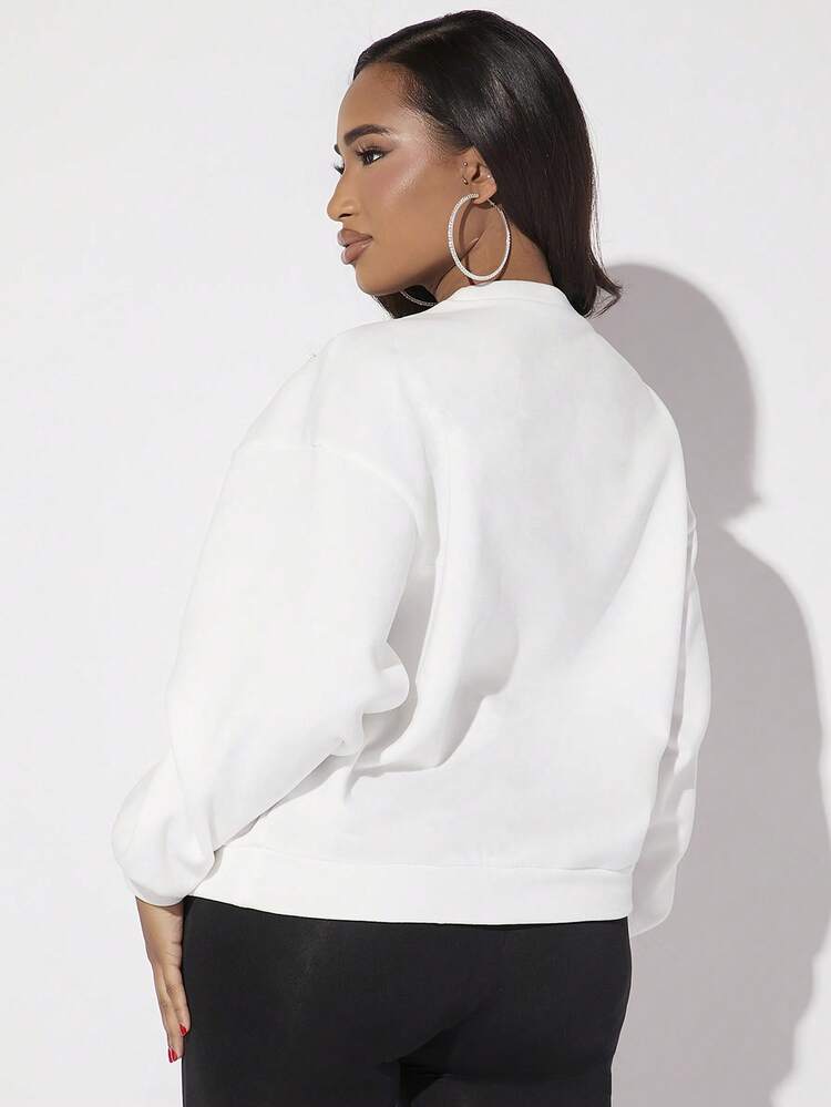 Letter & Figure Graphic Drop Shoulder Sweatshirt