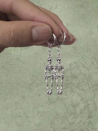 Goth 1 paire Pendants D'oreilles Vogue En Fer En Alliage Squelette Pour Femme Pour Décoration Quotidienne