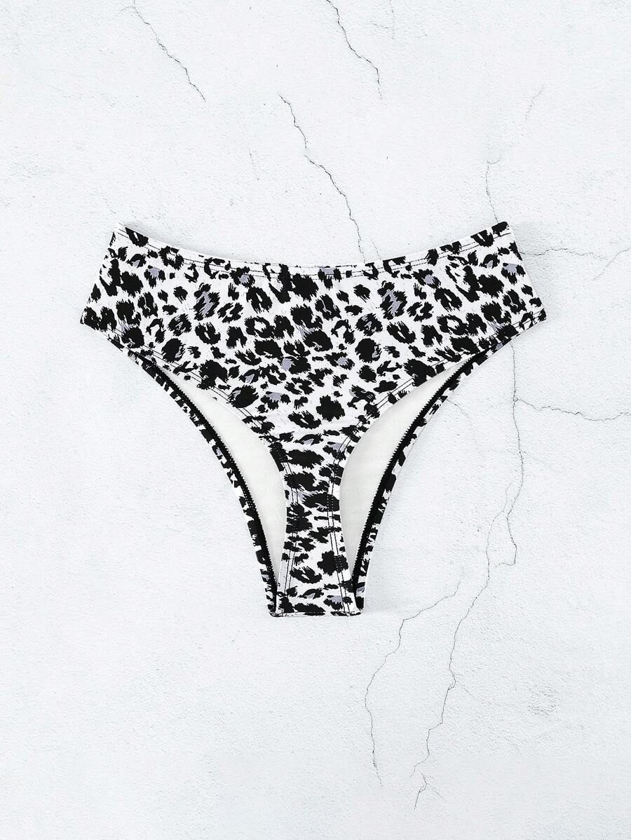 豹紋印花泳衣下裝 - 彩色 - 查看 1
