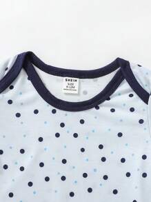 男嬰3入組卡通和條紋印花撞色滾邊連體衣 - 彩色 - 查看 5