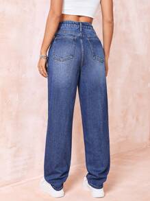 SHEIN EZwear High Waist Straight Leg Jeans