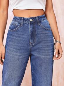 SHEIN EZwear High Waist Straight Leg Jeans