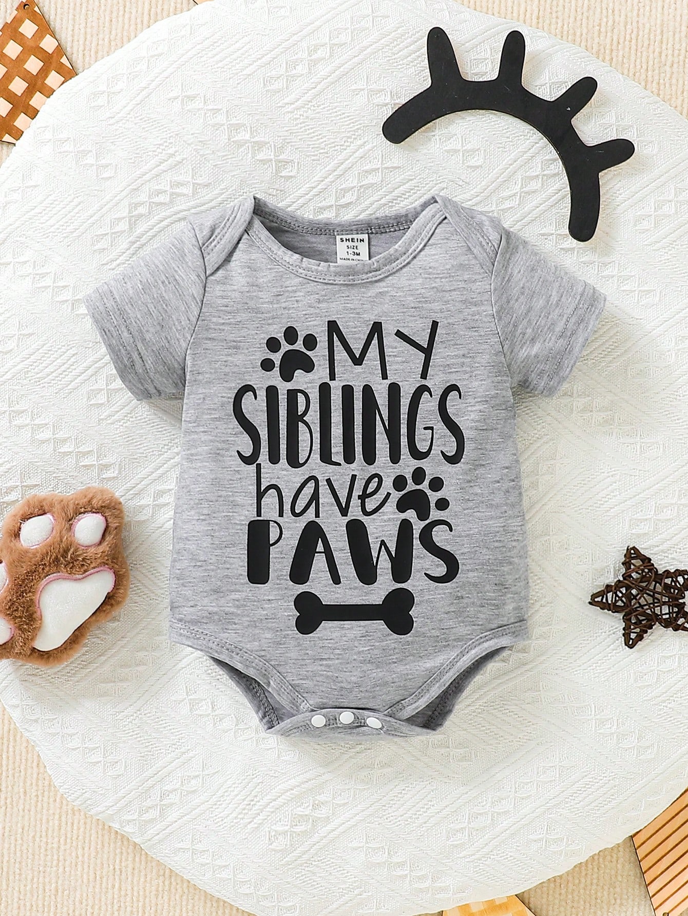 Letter-Print Baby Bodysuit
