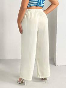 SHEIN SXY Plus Solid Wide Leg Suit Pants - White - View 2