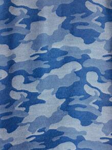 Baby Girl Camo Print Button Front Shirt - Blue - View 6
