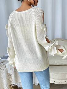 Firerie Áo len tay raglan cắt chi tiết nơ, áo dài tay - Màu be - Xem 2
