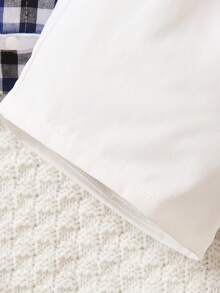 SHEIN Baby Boy Plaid Print Bow Front Shirt Bodysuit & Suspender Shorts - Multicolor - View 3