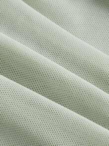 SHEIN MOD Chất rắn Xù Váy Dây - Màu xanh Bạc hà - Xem 4