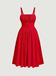 SHEIN MOD Plus Ruched Bust Cami Dress,Birthday Dresses For Women,Corset Dress For Women - Red - View 1