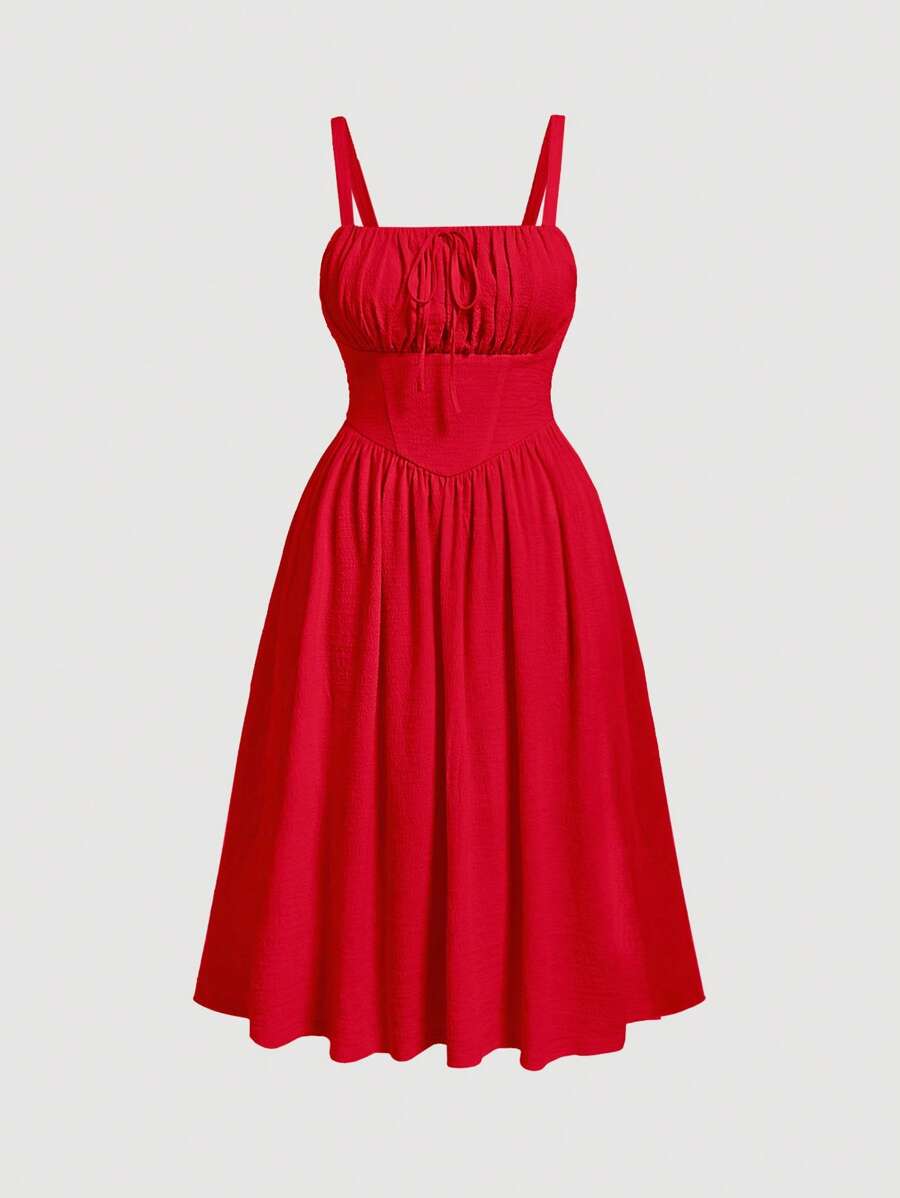 SHEIN MOD Plus Ruched Bust Cami Dress,Birthday Dresses For Women,Corset Dress For Women - Red - View 1