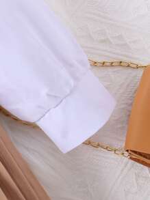 SHEIN 女小童雙色前蝴蝶結百褶下擺假兩件連衣裙 - 彩色 - 查看 4