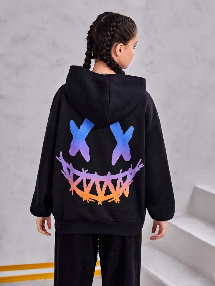 Teen Girl Cartoon Graphic Drop Shoulder Sweatshirt