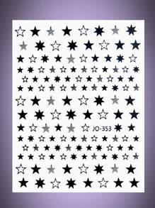 ROMWE Grunge Punk 1sheet Star Pattern Nail Art Sticker, Random Pattern - Black - View 1