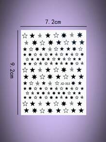 ROMWE Grunge Punk 1sheet Star Pattern Nail Art Sticker, Random Pattern - Black - View 2