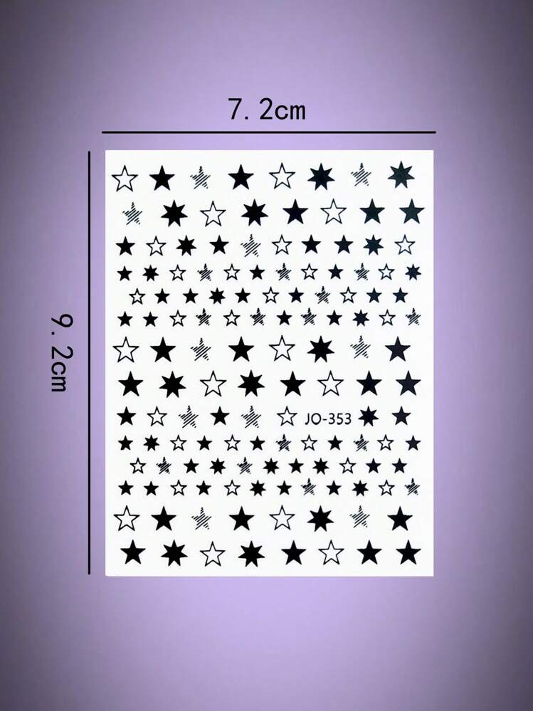 ROMWE Grunge Punk 1 feuille Autocollant À Nail Art Motif Étoile , Motif Aléatoire - Noir - Voir 2